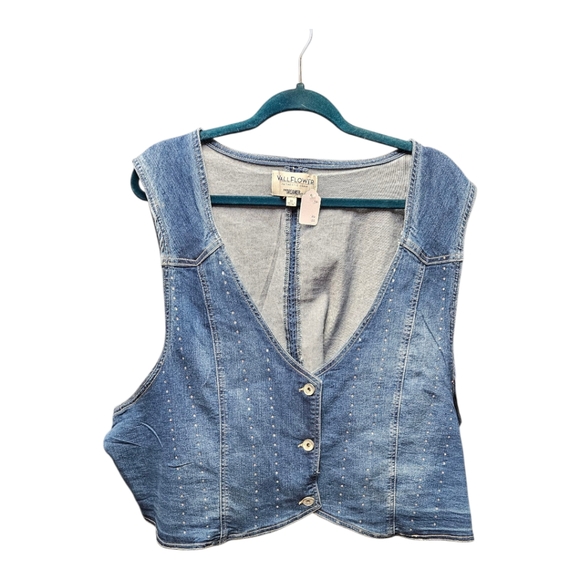 Wallflower Jackets & Blazers - Wallflower Women's Blue Denim Tank Top